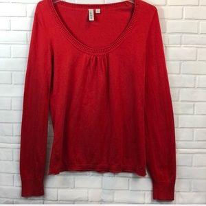 Caslon Red Cotton Wide Neck Sweater Top